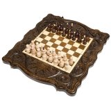 Шахматы + нарды резные Корона 40, Haleyan kh118