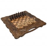 Шахматы + нарды резные Антемион 60 с ручкой, Haleyan kh134-6