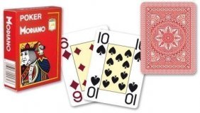 Карты для покера Modiano Poker 100% пластик, Италия, красная рубашка umod482