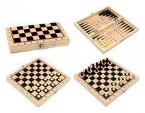 Шахматы, нарды, шашки деревянные 3 в 1, поле 34 см Luxury Gift
