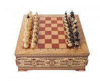 Шахматы резные ручной работы в ларце средние 30 slchesslars30